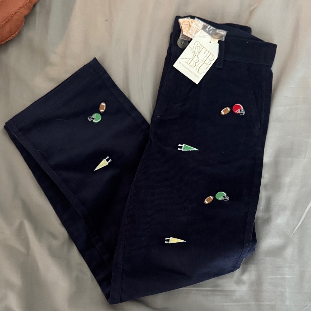 The Beaufort Bonnet Company Kids Navy Embroidered Pants